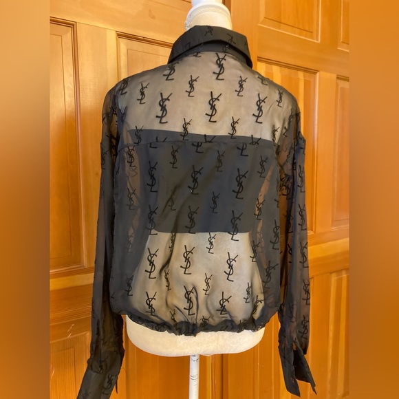 Authentic YSL Saint Laurent Women’s Black sheer button front shirt. FR38 - Picture 10 of 16